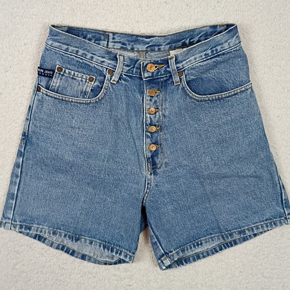 Pepe Jeans Denim Pageant Shorts Womens 29 Blue Vintage Y2K USA Made Button Fly